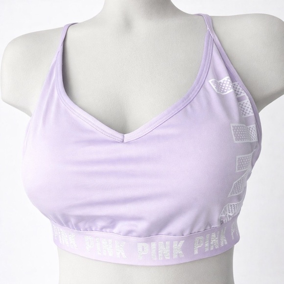 NWT Victoria’s Secret PINK Ultimate Strappy Back Sports Bra w/ Mesh - Purple - Picture 2 of 7